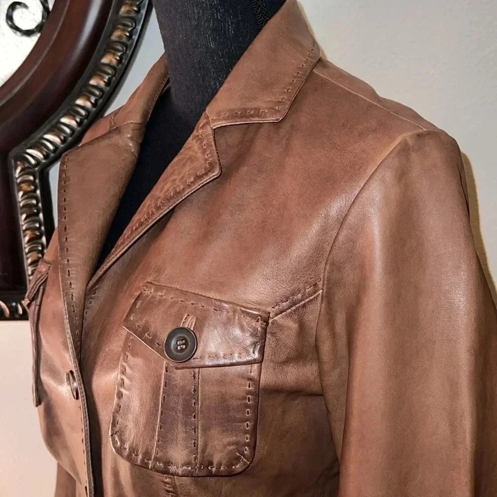 Sundance Tan Leather Blazer - Picture 3 of 14